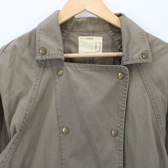 Life In Progress Utility Jacket Womens Brown Asymmetrical Zip Flat Front Size XS - Picture 5 of 9